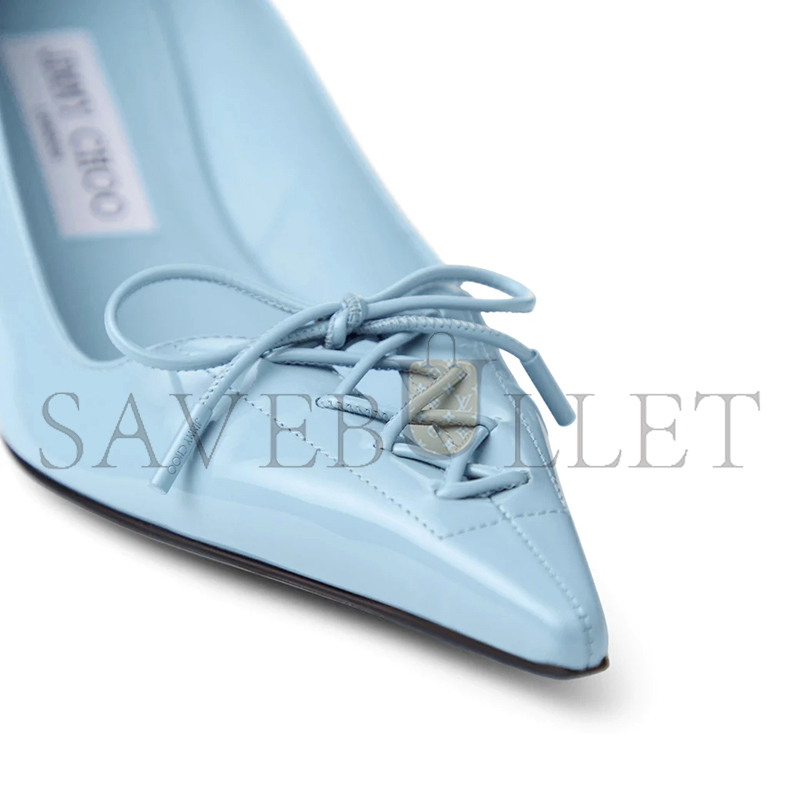 JIMMY CHOO SCARLETT 50 DUSTY BLUE PATENT LEATHER PUMPS SCARLETT50PAT JIMMY CHOO SCARLETT 50 DUSTY BLUE PATENT LEATHER PUMPS SCARLETT50PAT